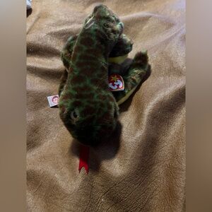 Ty Beanie Baby Plush Slither the Snake with Fur Vintage Toys